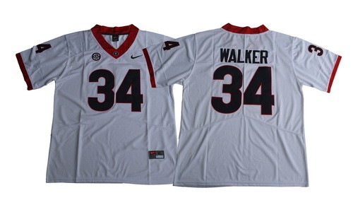 Men's Georgia Bulldogs #34 Herchel Walker White 2017 Rush College Football Jersey