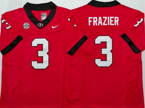 Men's Georgia Bulldogs #3 Nate Frazier Limited Red College Football Jersey