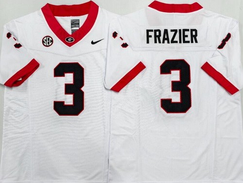 Men's Georgia Bulldogs #3 Nate Frazier Limited White College Football Jersey