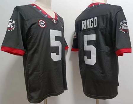 Men's Georgia Bulldogs #5 Kelee Ringo Black Alterante College Football Jersey