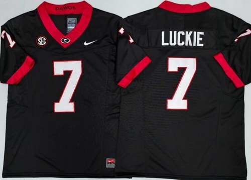 Men's Georgia Bulldogs #7 Lawson Luckie Limited Black College Football Jersey