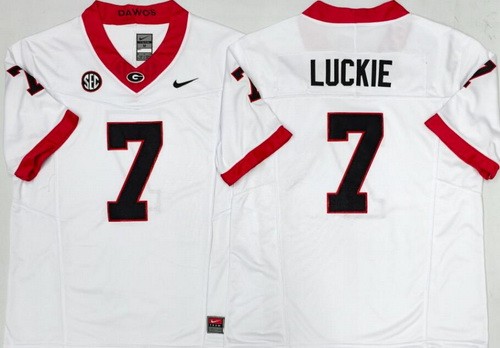 Men's Georgia Bulldogs #7 Lawson Luckie Limited White College Football Jersey
