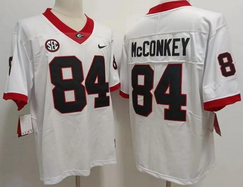 Men's Georgia Bulldogs #84 Ladd McConkey White College Football Jersey