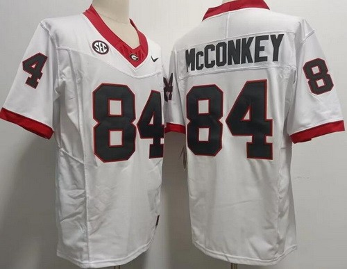Men's Georgia Bulldogs #84 Ladd McConkey White FUSE College Football Jersey