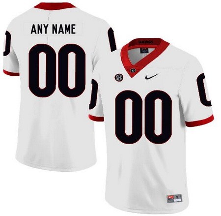 Men's Georgia Bulldogs Customized White Rush College Football Jersey