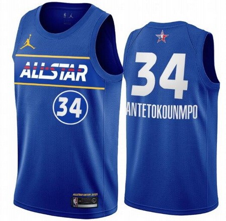 Men's Giannis Antetokounmpo Blue 2021 All Star Hot Press Jersey
