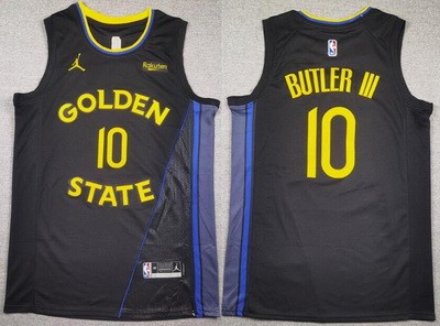 Men's Golden State Warriors #10 Jimmy Butler Black Statement Sponsor Swingman Jersey