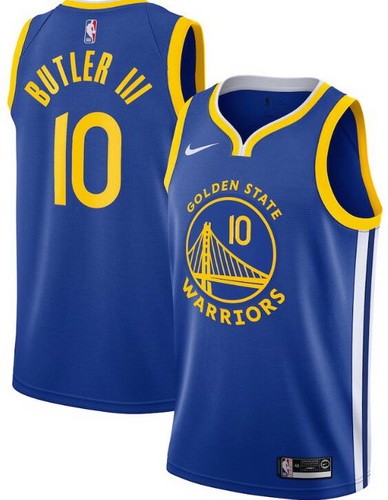 Men's Golden State Warriors #10 Jimmy Butler Blue Heat Press Jersey