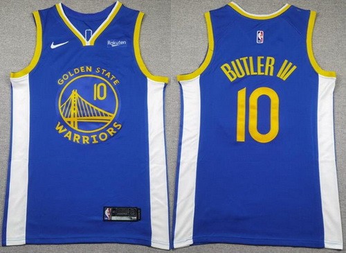 Men's Golden State Warriors #10 Jimmy Butler Blue Sponsor Swingman Jersey