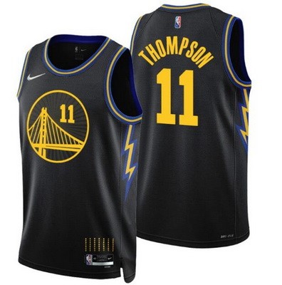 Men's Golden State Warriors #11 Klay Thompson Black 2022 City Diamond 75th Icon Hot Press Jersey