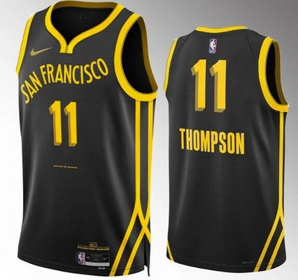 Men's Golden State Warriors #11 Klay Thompson Black 2023 City Icon Heat Press Jersey