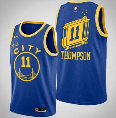 Men's Golden State Warriors #11 Klay Thompson Blue Classic Icon Hot Press Jersey