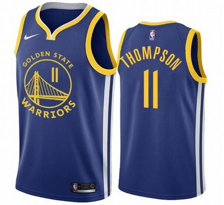 Men's Golden State Warriors #11 Klay Thompson Blue Icon Hot Press Jersey