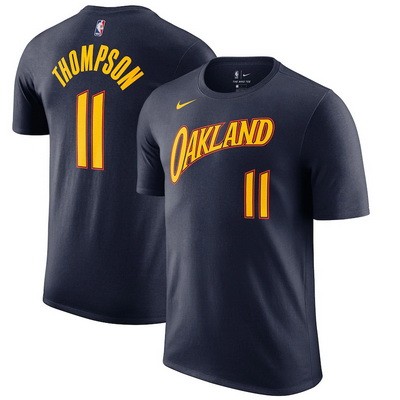 Men's Golden State Warriors #11 Klay Thompson Navy City Printed T Shirt 211005