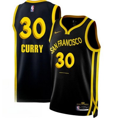 Men's Golden State Warriors #30 Stephen Curry Black 2023 City Icon Heat Press Jersey