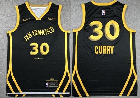 Men's Golden State Warriors #30 Stephen Curry Black 2023 City Icon Sponsor Swingman Jersey
