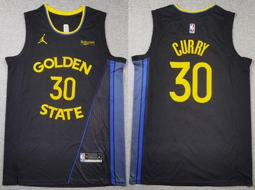 Men's Golden State Warriors #30 Stephen Curry Black 2024 Statement Swingman Jersey