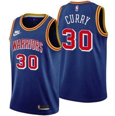 Men's Golden State Warriors #30 Stephen Curry Blue 75th Anniversary Icon Hot Press Jersey
