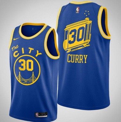 Men's Golden State Warriors #30 Stephen Curry Blue Classic Icon Hot Press Jersey