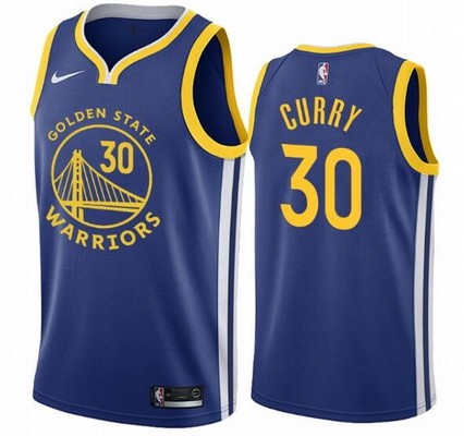 Men's Golden State Warriors #30 Stephen Curry Blue Icon Hot Press Jersey