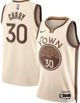 Men's Golden State Warriors #30 Stephen Curry Cream 2025 City Heat Press Jersey