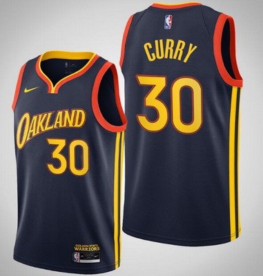 Men's Golden State Warriors #30 Stephen Curry Navy 2021 City Icon Hot Press Jersey