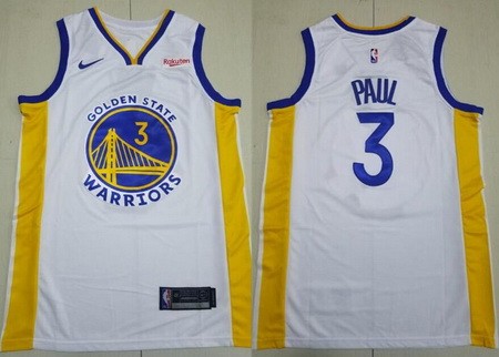 Men's Golden State Warriors #3 Chris Paul White Icon Sponsor Swingman Jersey