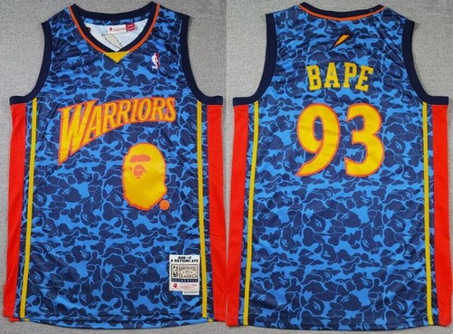 Men's Golden State Warriors #93 Bape blue Swingman Jersey