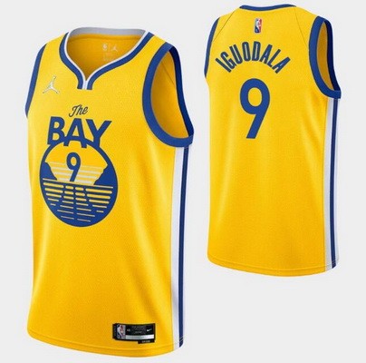Men's Golden State Warriors #9 Andre Iguodala Yellow Statement Diamond 75th Icon Hot Press Jersey