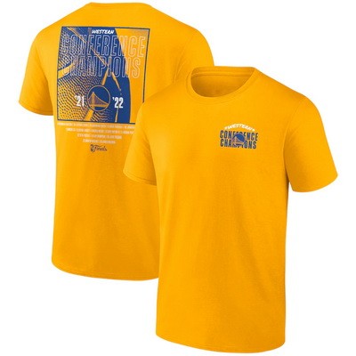 Men's Golden State Warriors Yellow 2022 Western Conference Champions Balanced Attack Roster T-Shirt