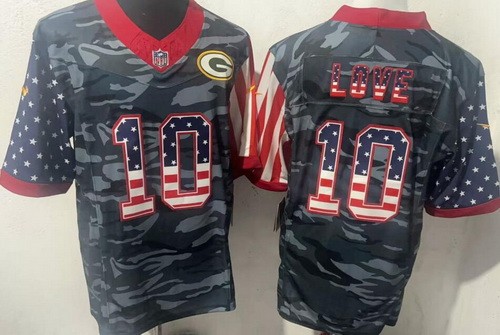 Men's Green Bay Packers #10 Jordan Love Limited Camo Fashion FUSE Vapor Jersey