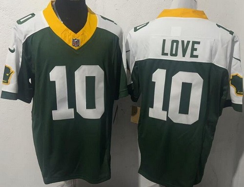 Men's Green Bay Packers #10 Jordan Love Limited Green Thanksgiving FUSE Vapor Jersey