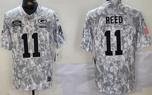 Men's Green Bay Packers #11 Jayden Reed Limited Arctic Camo 2024 Salute to Service Jersey