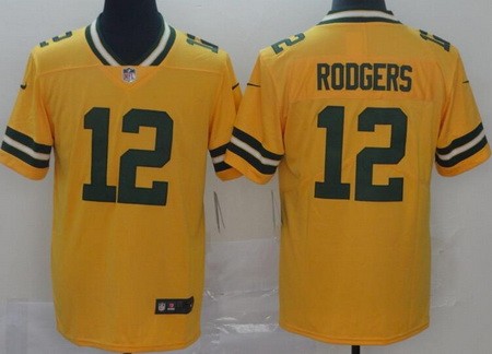 Men's Green Bay Packers #12 Aaron Rodgers Limited Yellow Inverted Vapor Untouchable Jersey