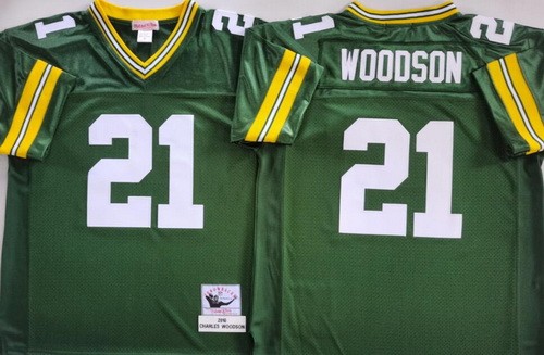 Men's Green Bay Packers #21 Charles Woodson Green 2010 Throwback Jersey