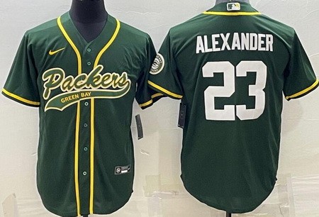 Men's Green Bay Packers #23 Jaire Alexander Limited Green Baseball Jersey