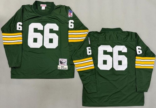 Men's Green Bay Packers #66 Ray Nitschke Green Long Sleeve 1969 Throwback Jersey
