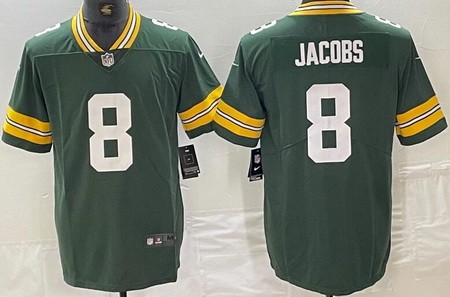 Men's Green Bay Packers #8 Josh Jacobs Limited Green Vapor Jersey
