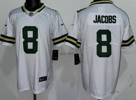 Men's Green Bay Packers #8 Josh Jacobs Limited White Vapor Jersey