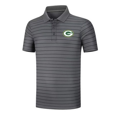 Men's Green Bay Packers Anthracite Collection Striped Performance Pique Polo