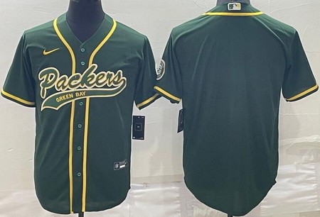 Men's Green Bay Packers Blank Green Baseball Jersey