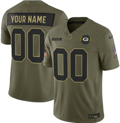 Men's Green Bay Packers Custom Limited Green 2025 Salute To Service Jersey