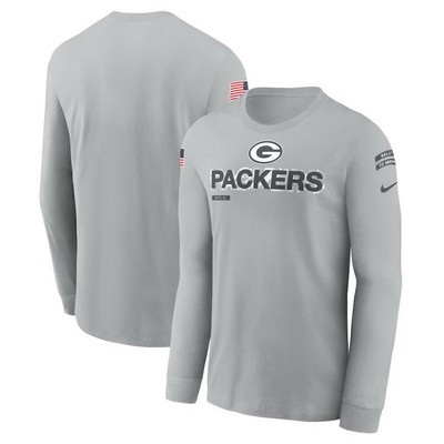 Men's Green Bay Packers Gray 2024 Salute To Service Long Sleeve T Shirt