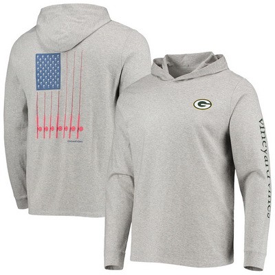 Men's Green Bay Packers Gray Vineyard Vines Hoodie Long Sleeve T Shirt