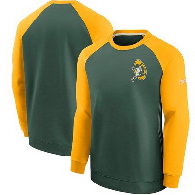 Men's Green Bay Packers Green Historic Raglan Crew Performance Sweater