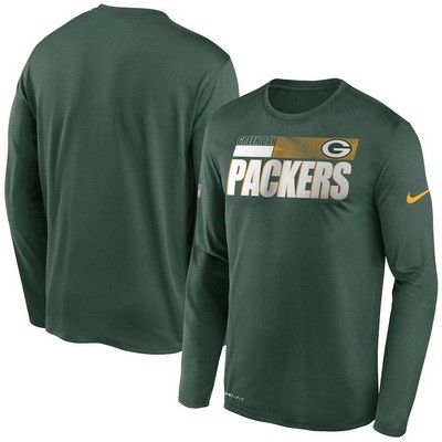 Men's Green Bay Packers Green Sideline Impact Legend Performance Long Sleeves T Shirt 614