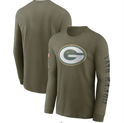 Men's Green Bay Packers Olive 2022 Salute To Service Long Sleeve T Shirt