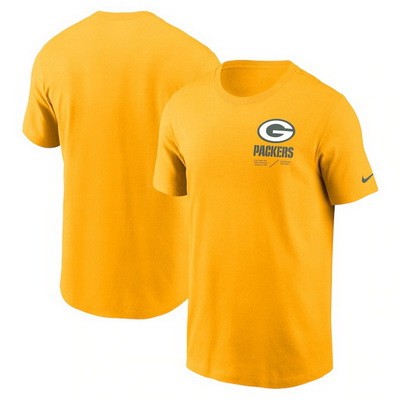 Men's Green Bay Packers Yellow Sideline Infograph Lockup Performance T Shirt
