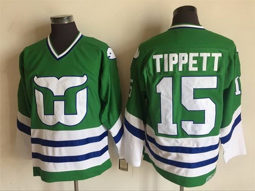 Men's Hartford Whalers #15 Dave Tippett Green Throwback Jersey