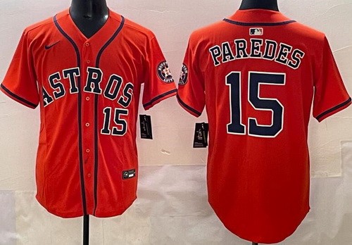 Men's Houston Astros #15 Isaac Paredes Orange Limited Jersey